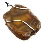 Agate Gemstone Slice Coiled Wire Pendant